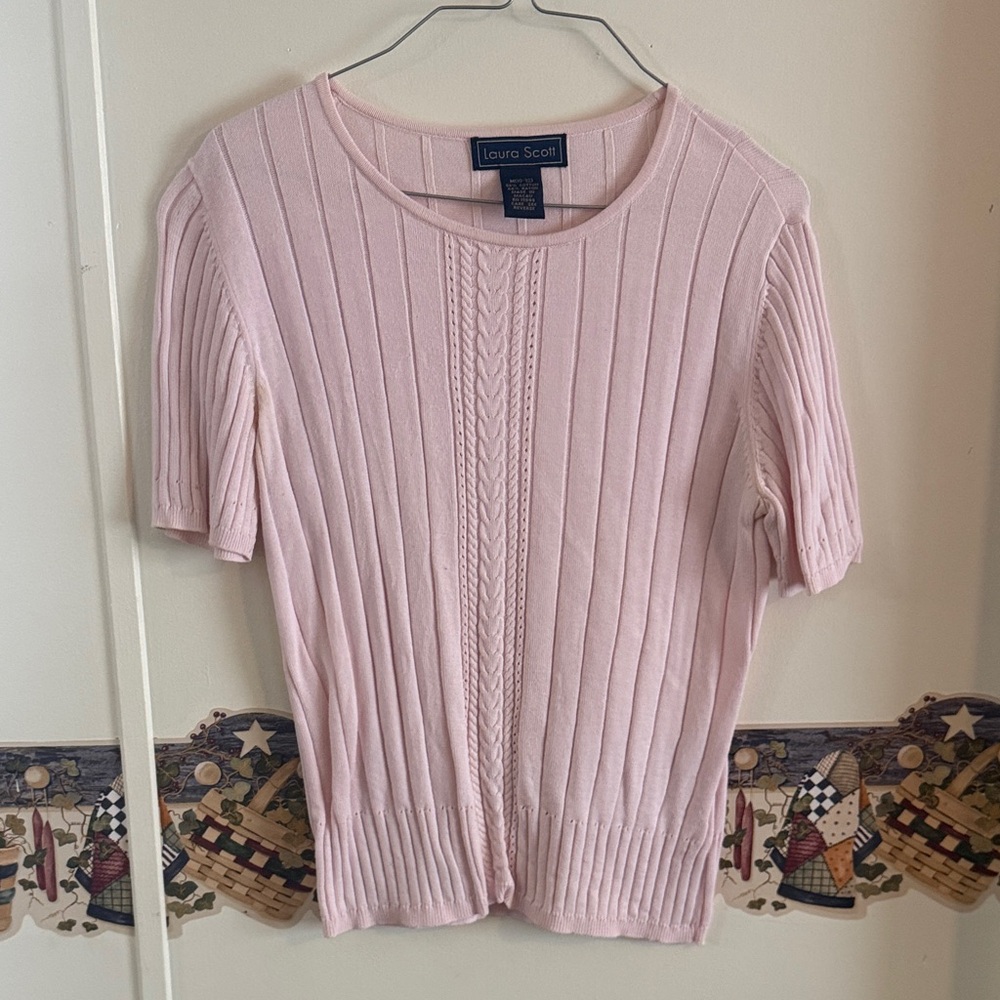 Laura Scott Light Pink Short Sleeve Top